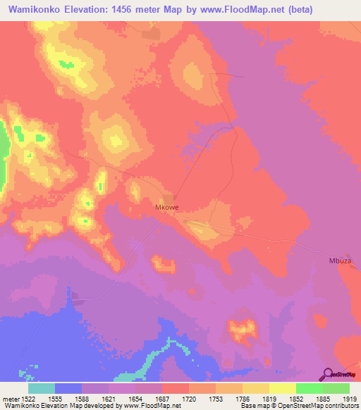 Wamikonko,Tanzania Elevation Map