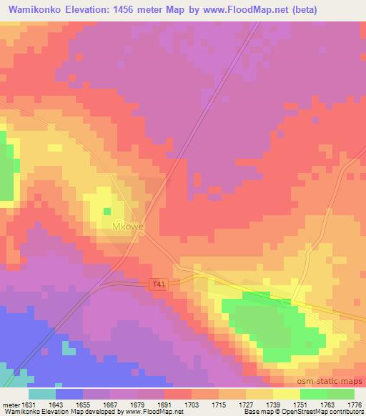 Wamikonko,Tanzania Elevation Map