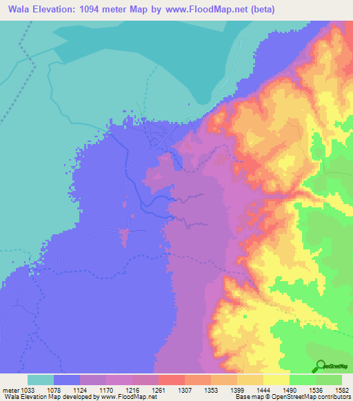 Wala,Tanzania Elevation Map