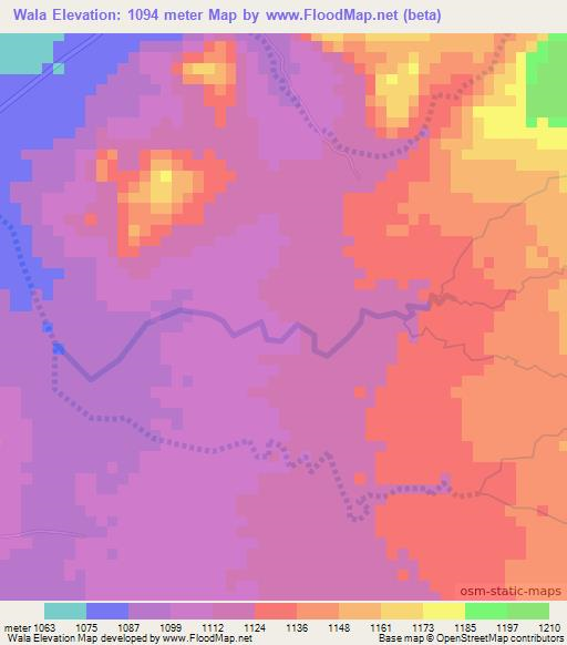 Wala,Tanzania Elevation Map