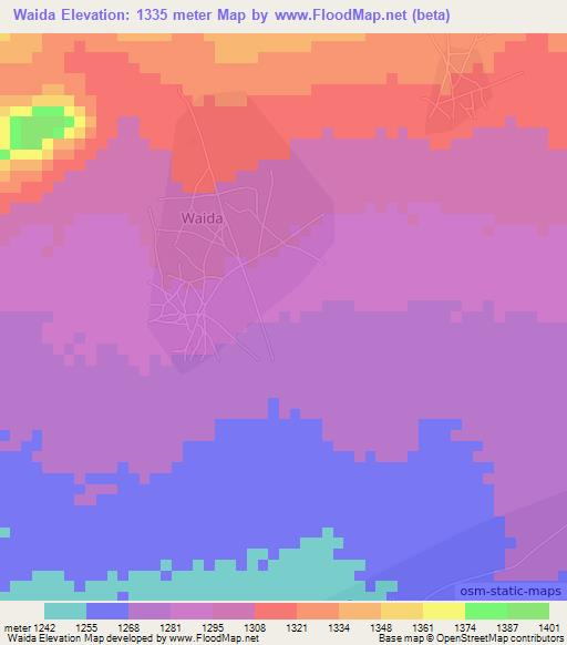 Waida,Tanzania Elevation Map