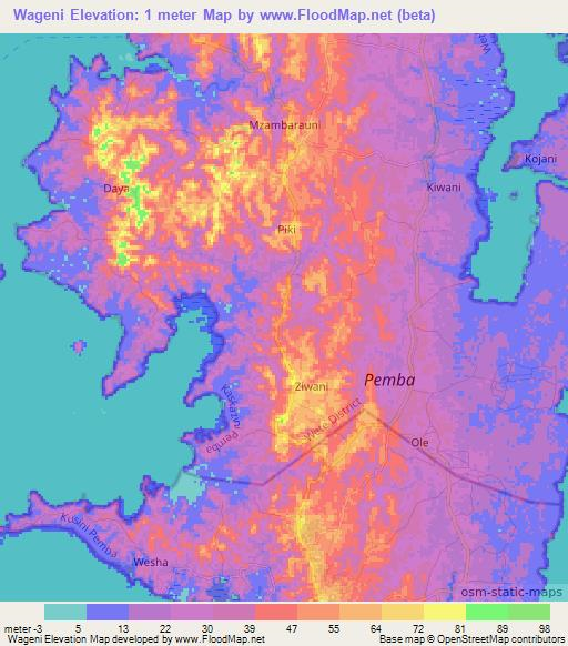 Wageni,Tanzania Elevation Map