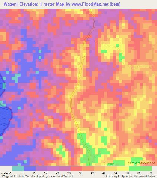 Wageni,Tanzania Elevation Map