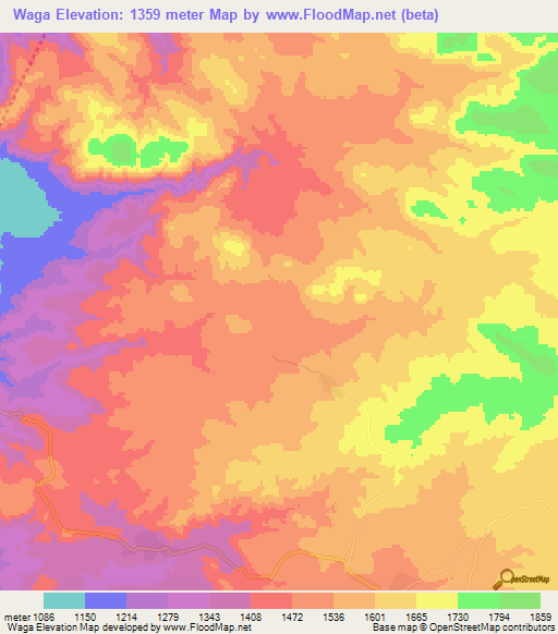 Waga,Tanzania Elevation Map