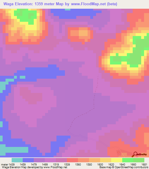 Waga,Tanzania Elevation Map