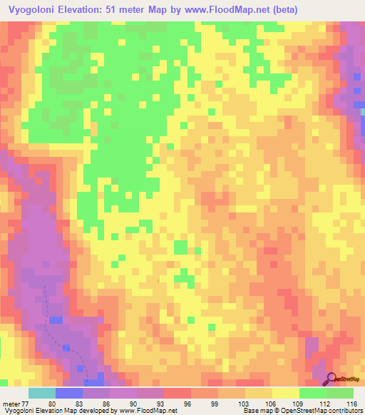 Vyogoloni,Tanzania Elevation Map