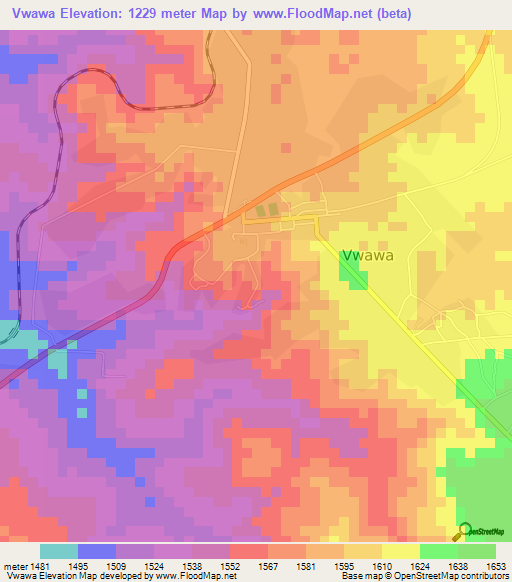 Vwawa,Tanzania Elevation Map