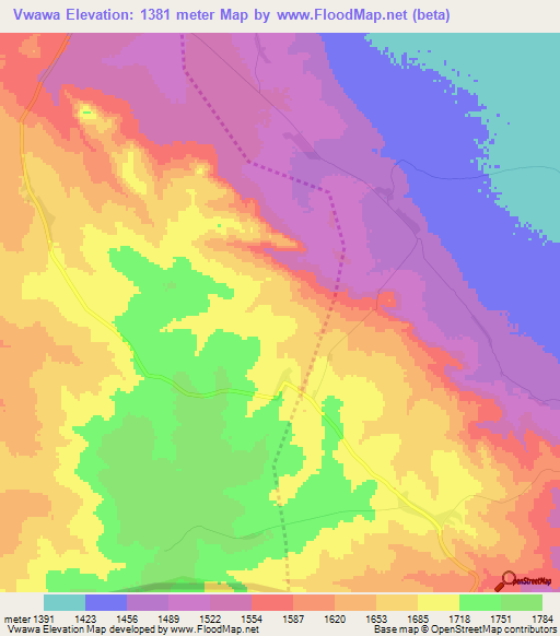 Vwawa,Tanzania Elevation Map