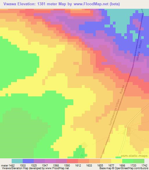 Vwawa,Tanzania Elevation Map