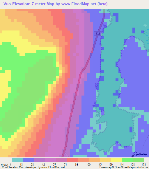 Vuo,Tanzania Elevation Map