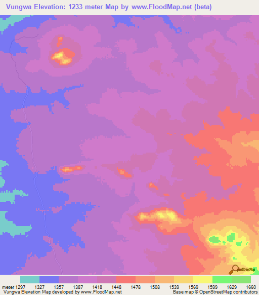 Vungwa,Tanzania Elevation Map