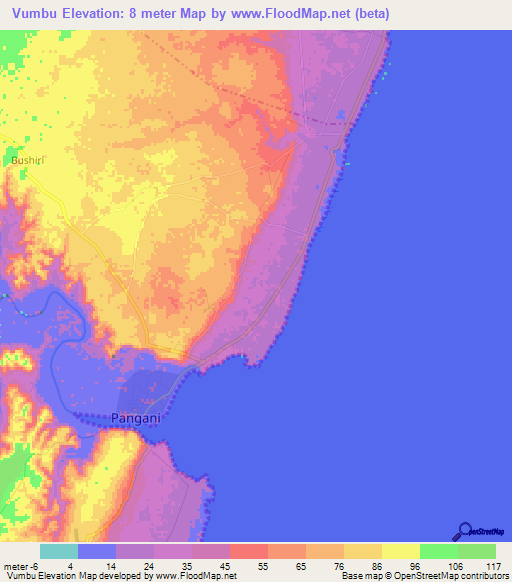 Vumbu,Tanzania Elevation Map