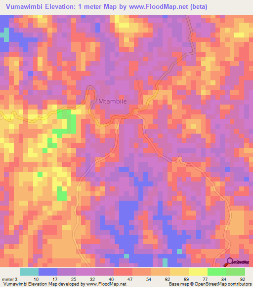 Vumawimbi,Tanzania Elevation Map