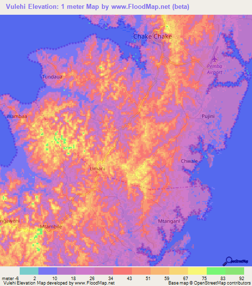 Vulehi,Tanzania Elevation Map