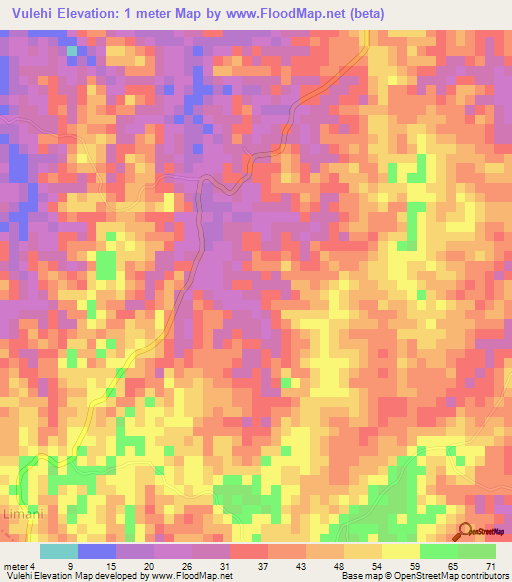 Vulehi,Tanzania Elevation Map