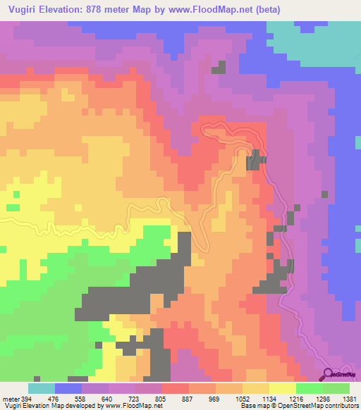 Vugiri,Tanzania Elevation Map