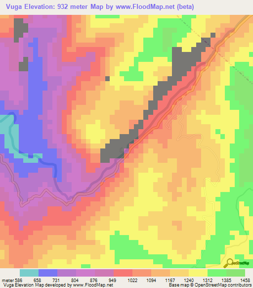 Vuga,Tanzania Elevation Map