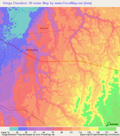 Visiga,Tanzania Elevation Map