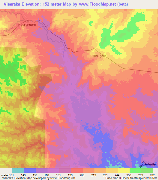 Visaraka,Tanzania Elevation Map