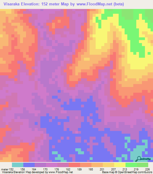 Visaraka,Tanzania Elevation Map