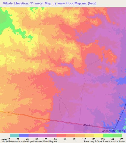 Vikole,Tanzania Elevation Map
