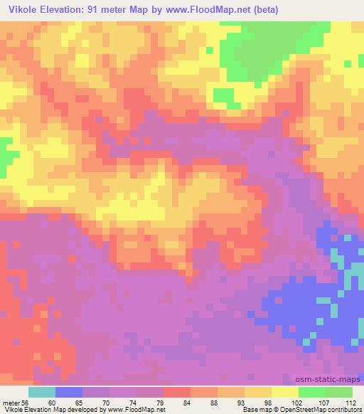 Vikole,Tanzania Elevation Map