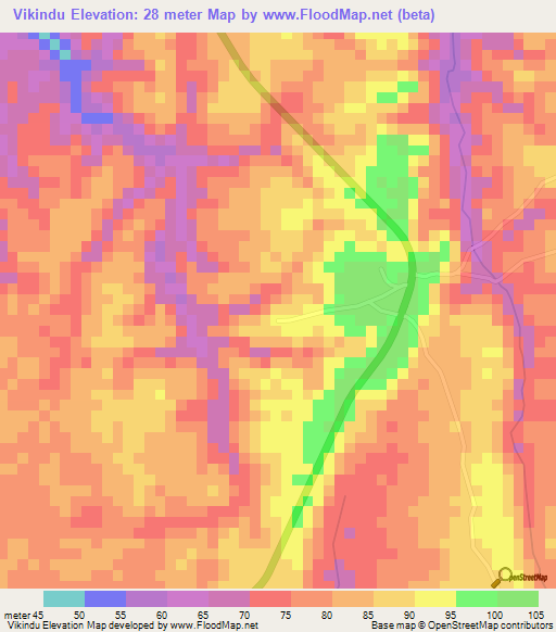 Vikindu,Tanzania Elevation Map