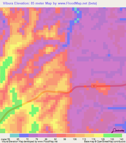 Vibura,Tanzania Elevation Map