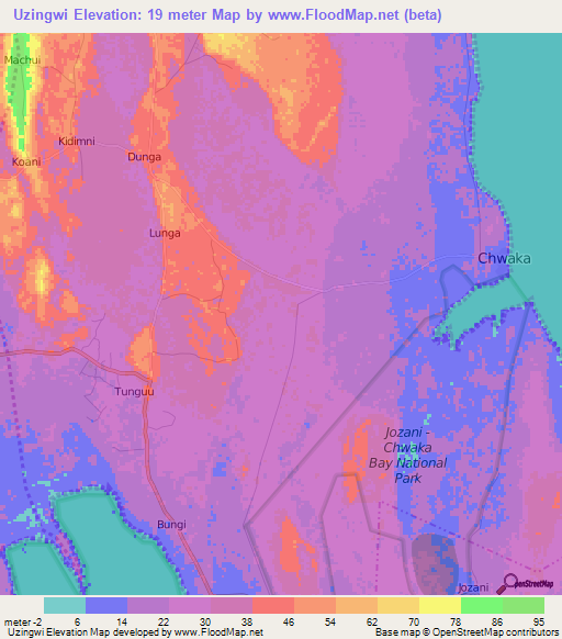 Uzingwi,Tanzania Elevation Map