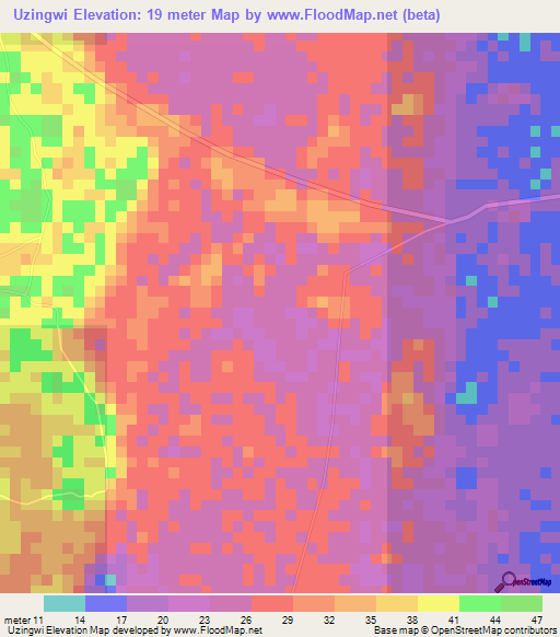 Uzingwi,Tanzania Elevation Map