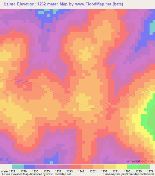 Uzima,Tanzania Elevation Map