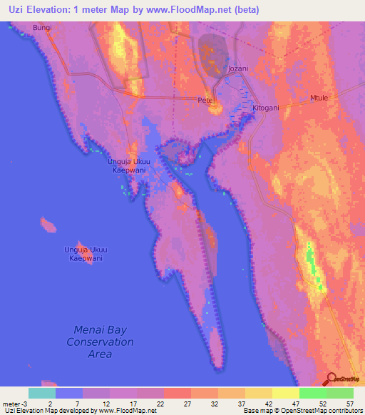 Uzi,Tanzania Elevation Map