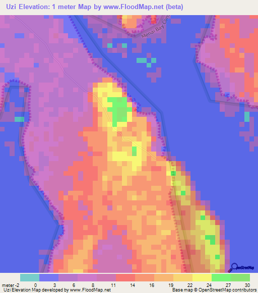 Uzi,Tanzania Elevation Map