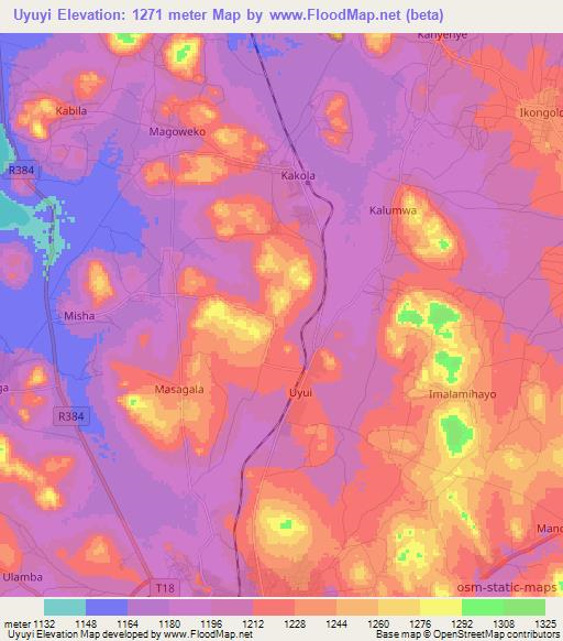 Uyuyi,Tanzania Elevation Map