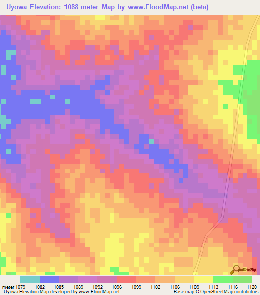 Uyowa,Tanzania Elevation Map