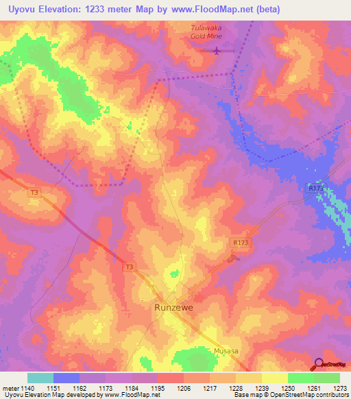 Uyovu,Tanzania Elevation Map