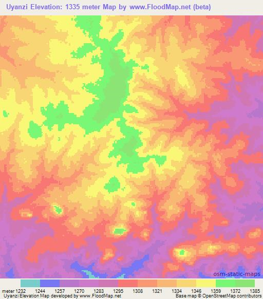 Uyanzi,Tanzania Elevation Map