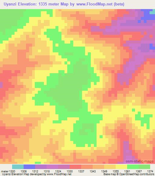 Uyanzi,Tanzania Elevation Map