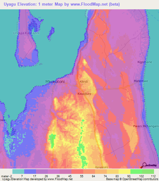 Uyagu,Tanzania Elevation Map