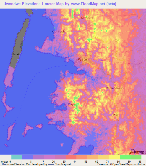 Uwondwe,Tanzania Elevation Map