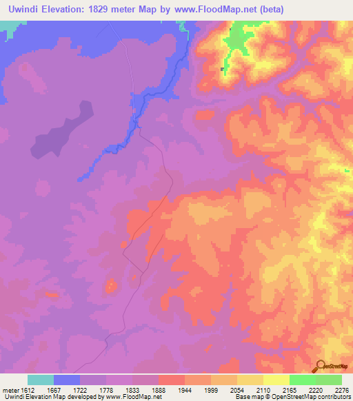 Uwindi,Tanzania Elevation Map