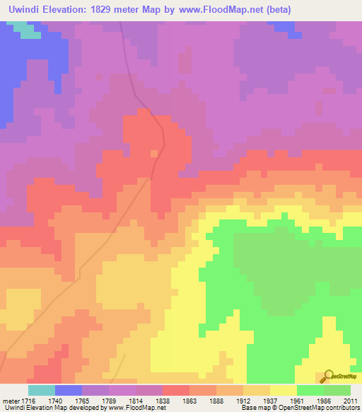 Uwindi,Tanzania Elevation Map