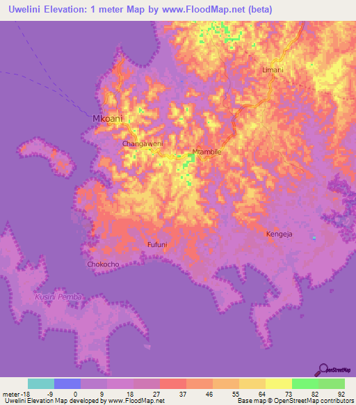 Uwelini,Tanzania Elevation Map