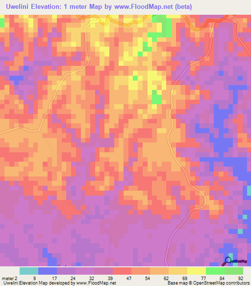 Uwelini,Tanzania Elevation Map