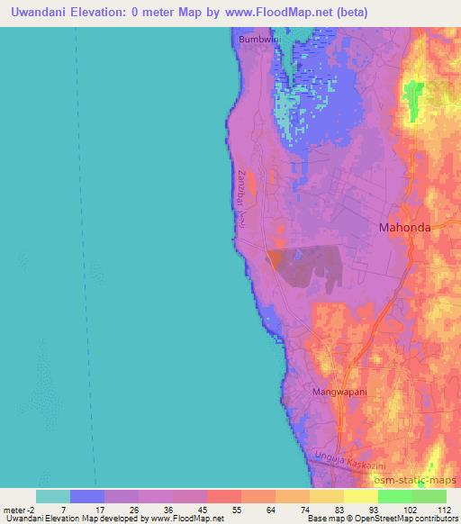 Uwandani,Tanzania Elevation Map