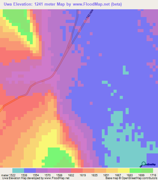 Uwa,Tanzania Elevation Map