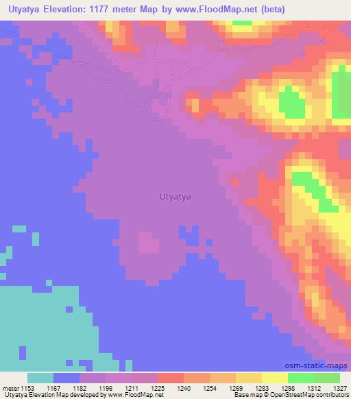 Utyatya,Tanzania Elevation Map