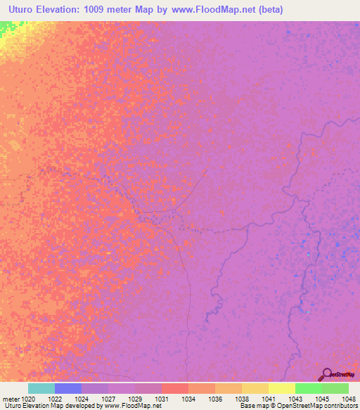 Uturo,Tanzania Elevation Map