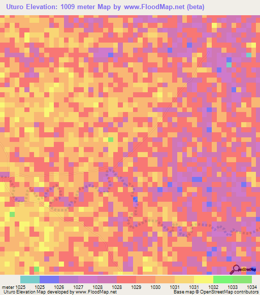 Uturo,Tanzania Elevation Map