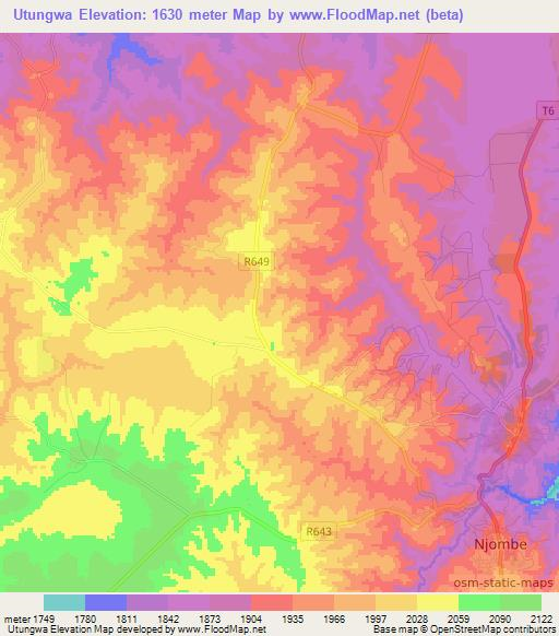 Utungwa,Tanzania Elevation Map